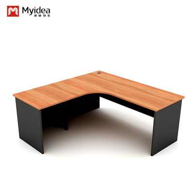 Modern Executive Desk curva a forma di L con spazio di archiviazione per gabinetti Single Computer Desk in MFC in stile legno
