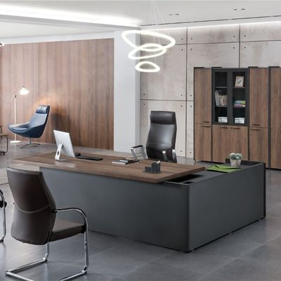 comprare Modello di tessuto grigio di noce reale e ferro con fascia colorata sulla scrivania del supervisore online manufacture