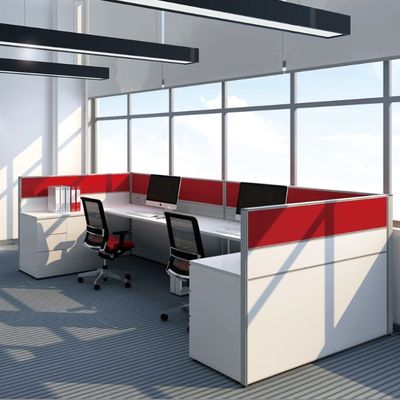comprare Posizione di lavoro a forma di L con schermo di colore bianco e rosso per una maggiore privacy online manufacture