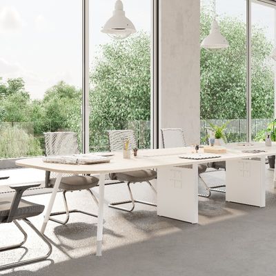 comprare Tavolo da conferenza per ufficio moderno in legno con colore bianco e rivestimento in polvere online manufacture