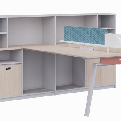 Two-Person Staff Desk Partition Separated