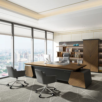 comprare Modern Luxury Boss Office Desk Large Wooden MDF Panel Desk in colori scuri Classic Design per uso in ufficio Supporto personalizzazione online manufacture