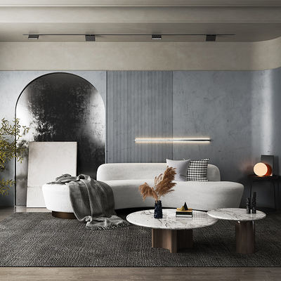 comprare Supporto per la personalizzazione Nordic Minimalism Set di divani in pelle, ufficio, camera da letto, design innovativo dell'arco, gambe in metallo, tre posti, tessuto online manufacture