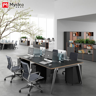 comprare Moderna scrivania da ufficio per quattro persone modulare Tavolo di tavolo in legno con gambe in lega di alluminio placcato per ufficio di design contemporaneo online manufacture