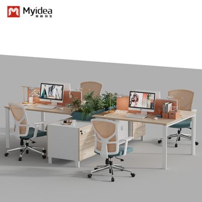 comprare Set scrivania e sedia per ufficio del personale, tavolo e postazione di lavoro per dipendenti, ufficio finanziario, scrivania e sedia con schermo per quattro persone online manufacture