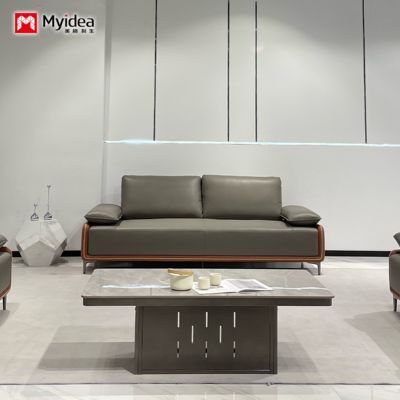 comprare Divano per ufficio Foshan, salotto business in pelle, sala d'attesa VIP, divano per boss semplice e moderno, combinazione tavolo da caffè online manufacture