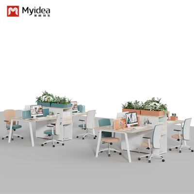 comprare Scrivania del personale con armadietto di archiviazione rivolto a due persone, mobili da ufficio popolari Foshan, schermo da scrivania, postazione di lavoro del personale online manufacture
