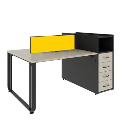 Two Staff Members Facing Each Other, Four Drawer Office Desk, Bright Color Screen, Office Furniture Desk