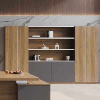 Large Office Back Cabinet With Aluminum Alloy Edging Design, Book Display, Independent Office Back Cabinet