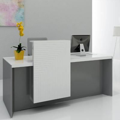 comprare Reception a parete bianca lucida, design alla moda, reception di lusso leggero, hall di hotel commerciale, cassa e banco reception online manufacture