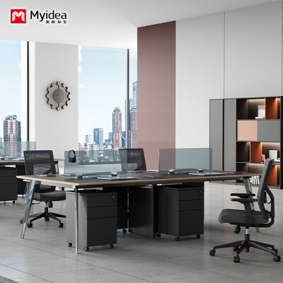 comprare Personalizzazione La scrivania del personale è semplice e moderna, con 4 postazioni di lavoro manuali, la scrivania è ordinata e pratica, con schermo online manufacture