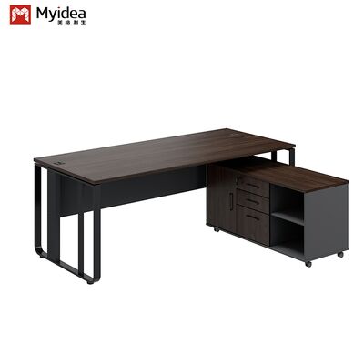 comprare La scrivania di un capo di lusso contemporaneo con design a gambe d'acciaio e un sotto-armadio di archiviazione per l'edificio ufficio online manufacture