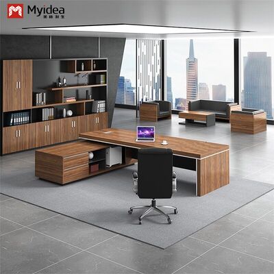 Modern Eco-Friendly L-shaped Executive Computer Desk with Large-capacity Storage Sub-cabinet