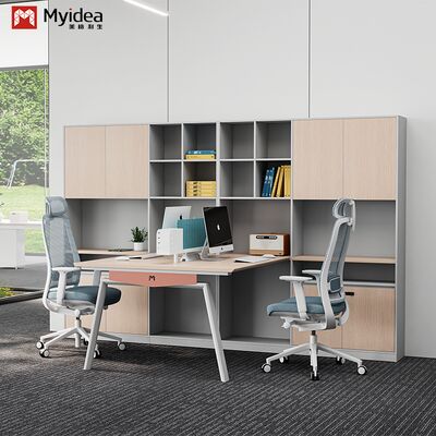 comprare Moderna scrivania in legno eco-compatibile con schermo in tessuto piedi in acciaio grande armadietto di archiviazione mobili da ufficio indipendenti online manufacture