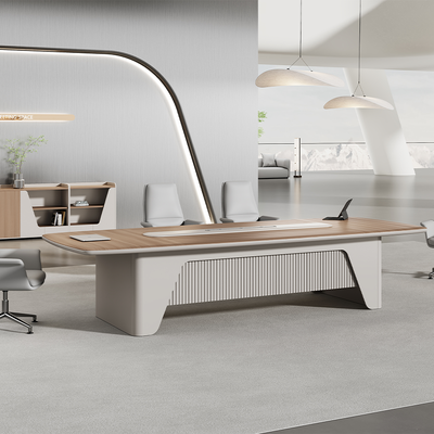 comprare Tavolo da conferenza a tavolo curvo rivestito in PVC, tavolo dipinto per sala conferenze con rotaia elettrica e scatola elettrica online manufacture