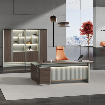 comprare Tavola da lavoro curva rivestita in PVC con luce ambientale a comando vocale e finitura verniciata, originaria della fabbrica online manufacture