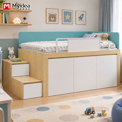 Acquistare Letto a castello Loft con scale contenitore per camera da letto e appartamento, struttura letto salvaspazio alta-bassa con gradini contenitore integrati e spazio contenitore sotto il letto online manufacture