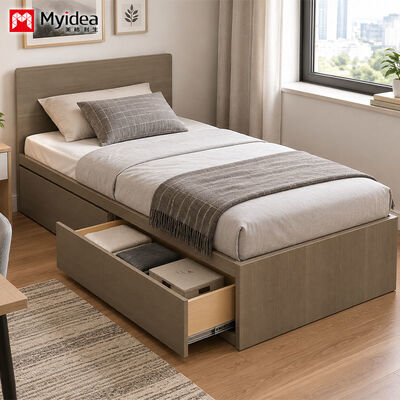 Acquistare Cornice a letto singolo per uso in appartamento e in albergo con deposito sotto il letto, cassetto di stoccaggio su un lato e scaffaletto per scarpe su un lato, design che risparmia spazio per stanze piccole online manufacture