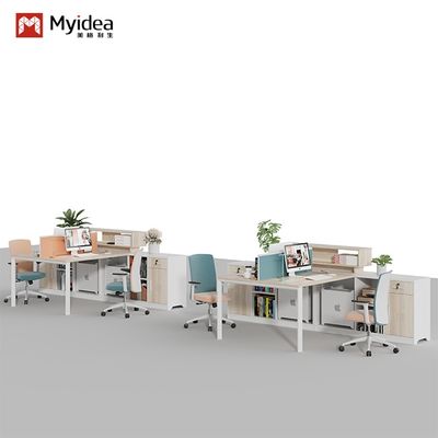 Combinazione semplice e moderna di scrivanie e sedie per il personale, postazioni di lavoro per il personale con sei posti, porta badge, scrivanie per il personale finanziario, mobili
