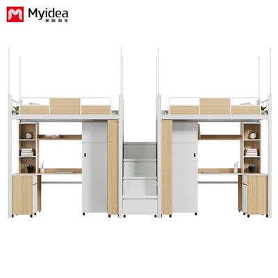 Letto e tavolo, grande spazio di stoccaggio, bancone spessito, chiodi rotondi, bordi sigillati per lo stoccaggio, scale e alte ringhiere